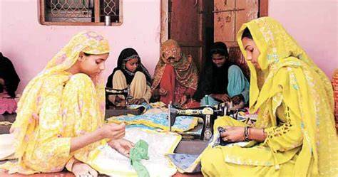 Women engaged in vocational training and skill development
